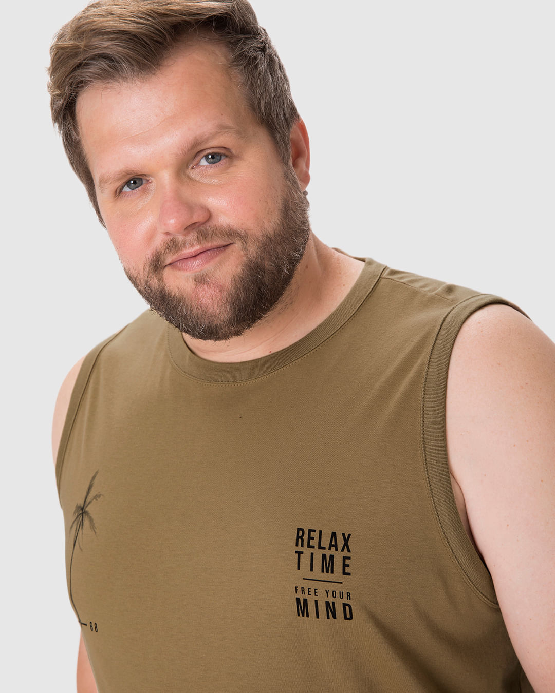 Regata Masculina Plus Size Estampa Relax Time Free Your Mind Em Algodão - Imagem 3
