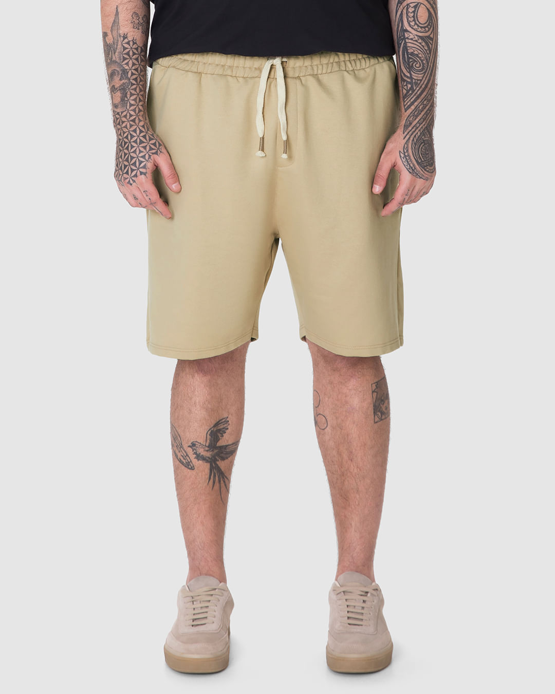 Bermuda Masculina Plus Size Cadarço E Bolso Funcional Em Moletom Sarjado - Imagem 9