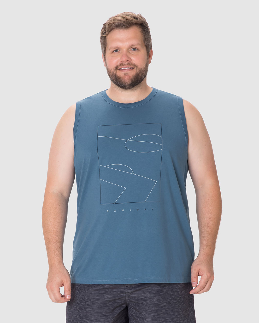 Regata Masculina Plus Size Estampa Game Day Em Algodão - Imagem 14