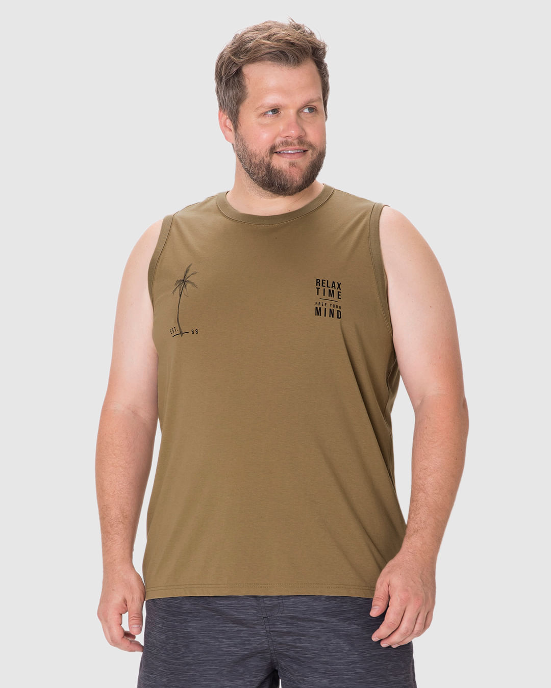 Regata Masculina Plus Size Estampa Relax Time Free Your Mind Em Algodão - Imagem 4