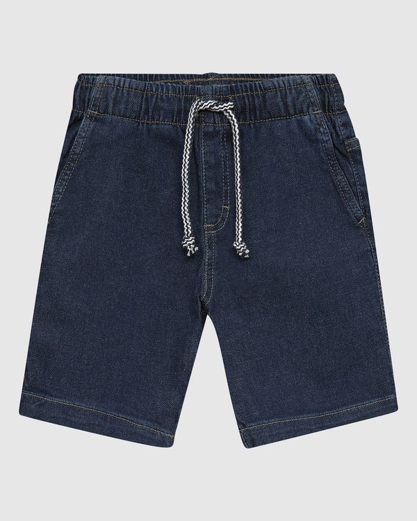 Bermuda Infantil Menino Cintura Com Elástico Em Jeans Moletom Malwee Kids Azul - 2