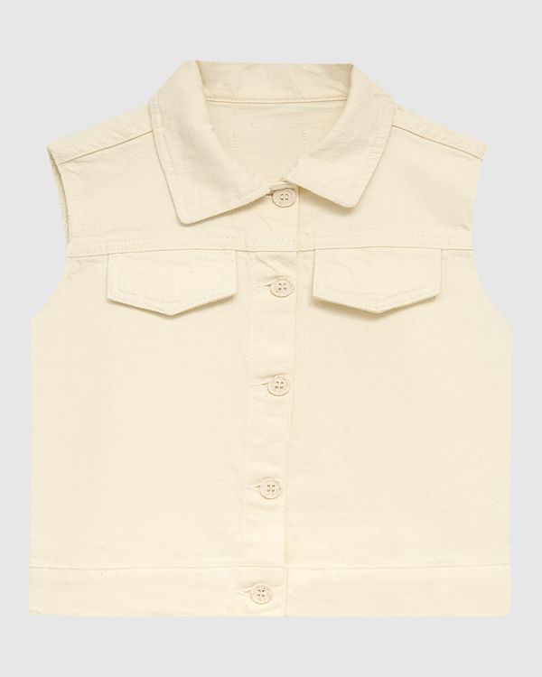 Colete Infantil Menina Lapela E Botões Frontais Em Sarja Stretch Malwee Kids Off White - 4