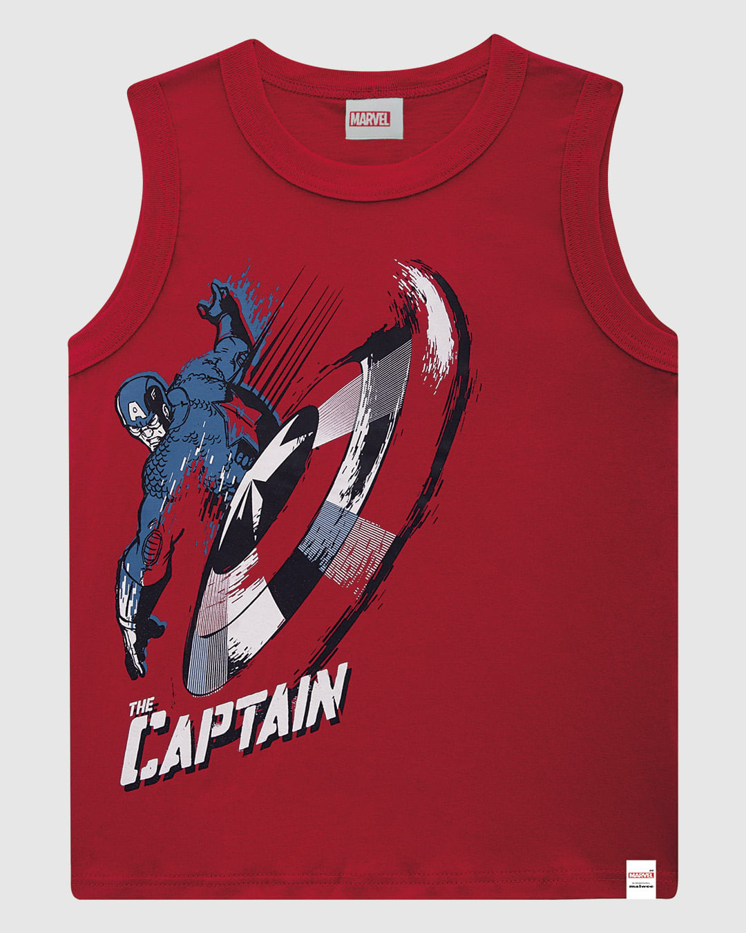 Regata Infantil Menino The Captain Avengers Em Algodão Malwee Kids - Imagem 4
