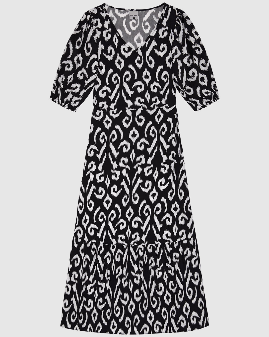 Vestido Midi Feminino Marias Estampa Animal Print Manga 3/4 Em Viscose - Imagem 7