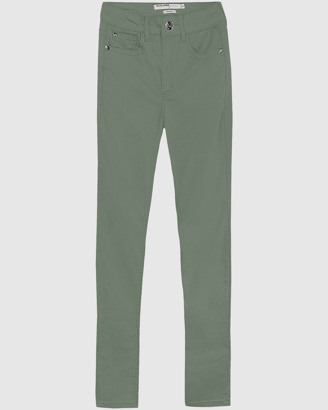 Calça Skinny Feminina Cintura Média Em Sarja Com Elastano