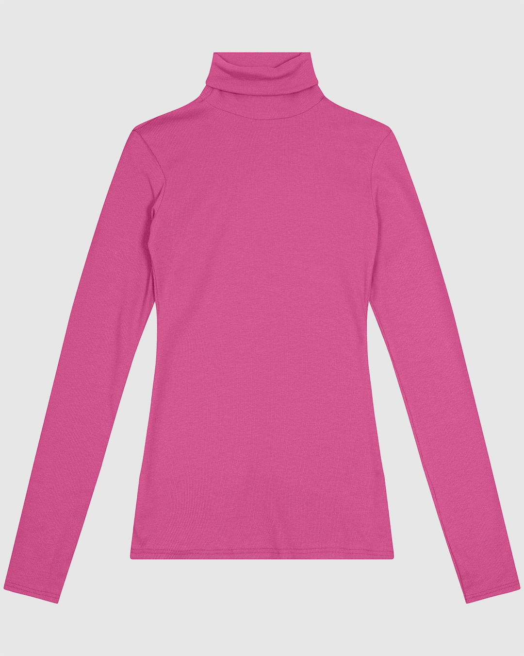 Blusa Básica Feminina Gola Alta Manga Longa Em Ribana