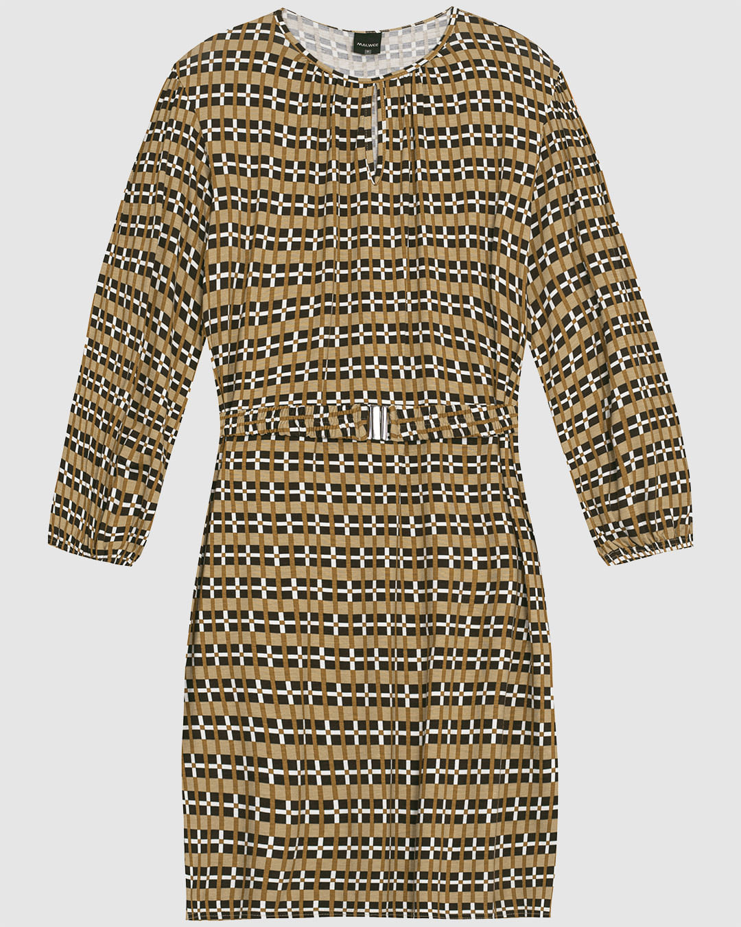 Vestido Amplo Feminino Manga Longa Com Cinto Em Viscose Stretch