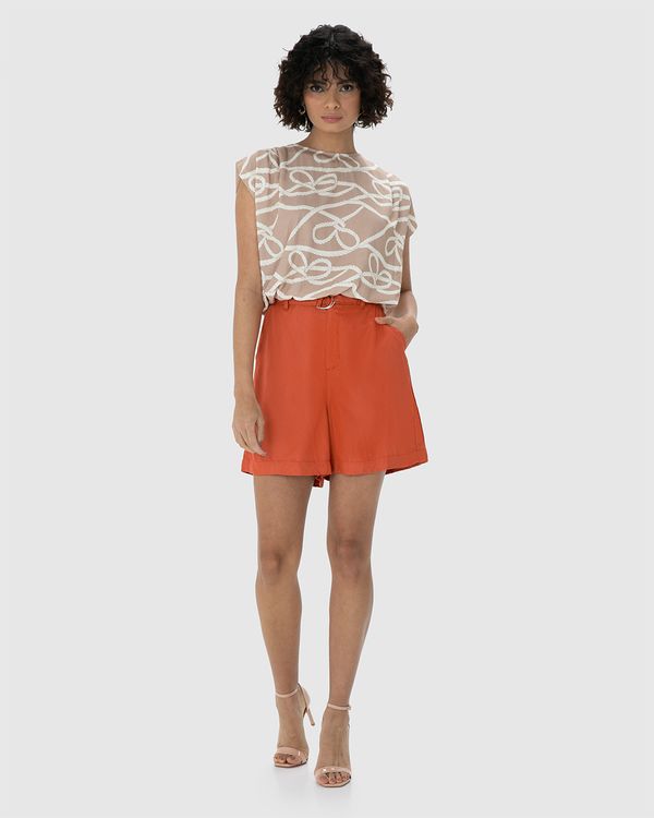 Bermuda Feminina Alfaiataria Com Cinto Em Crepe - ENFIM Laranja - GG