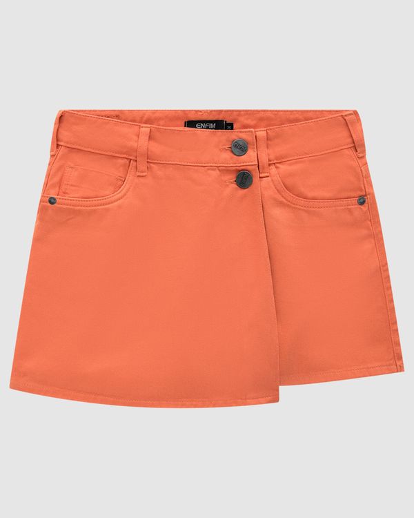 Shorts Saia Feminino Botões Frontais Em Sarja - ENFIM Laranja - 34