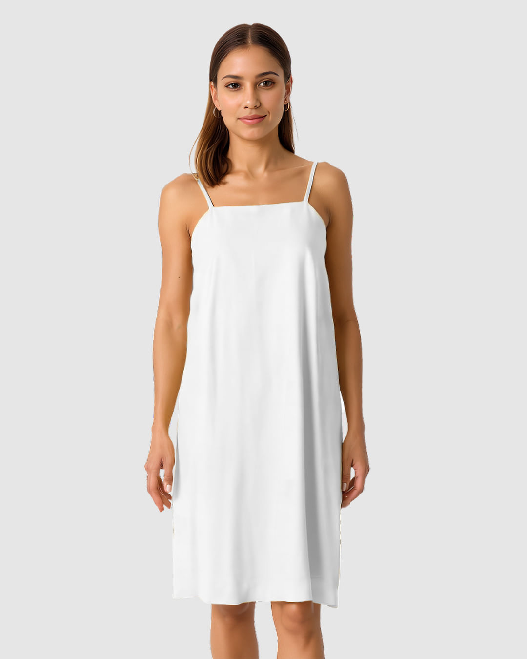 Vestido Feminino Reto Alça Fina Em Crepe De Viscose - Imagem 13