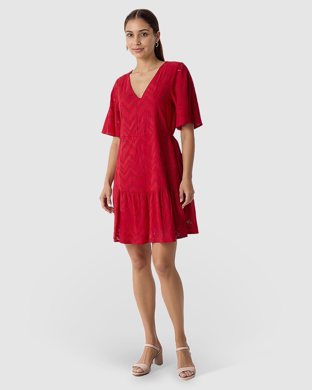 Vestido Feminino Amplo Decote V Em Laise Algodão - Imagem 13