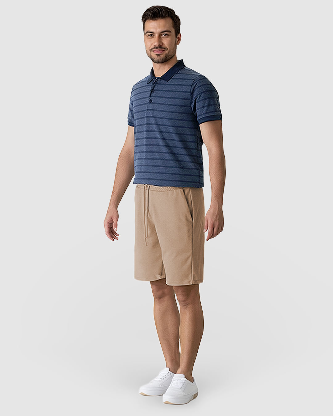 Bermuda Masculina Cadarço Frontal Bolso Faca Em Moletom