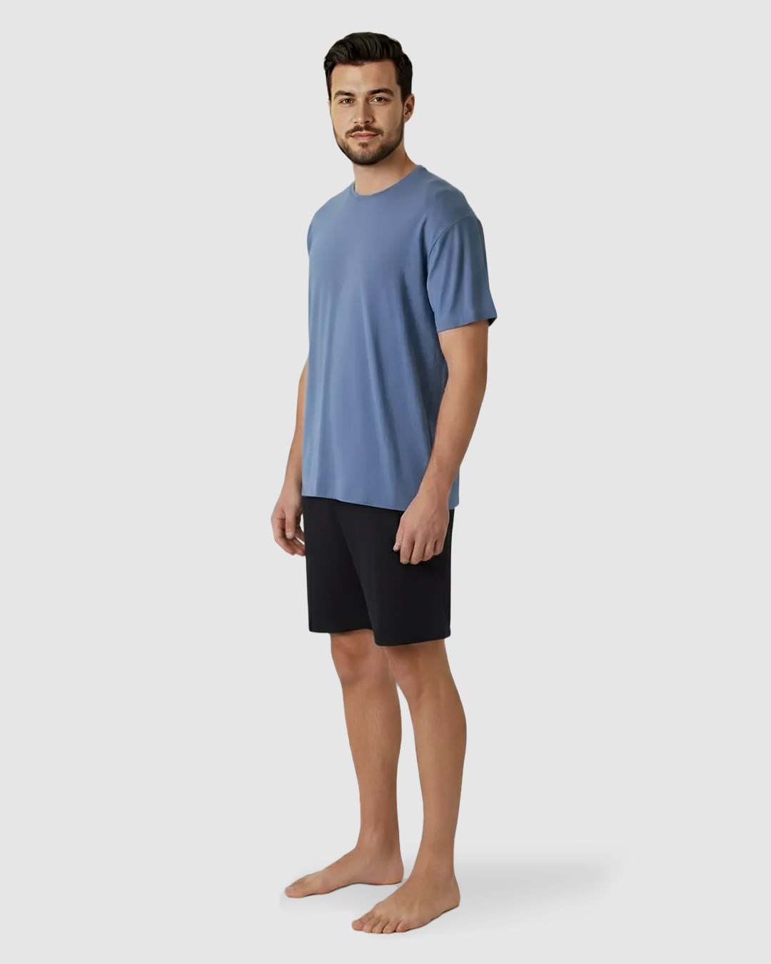 Pijama Curto Masculino Camiseta E Shorts Em Malha Modal Anti Odor - Imagem 13