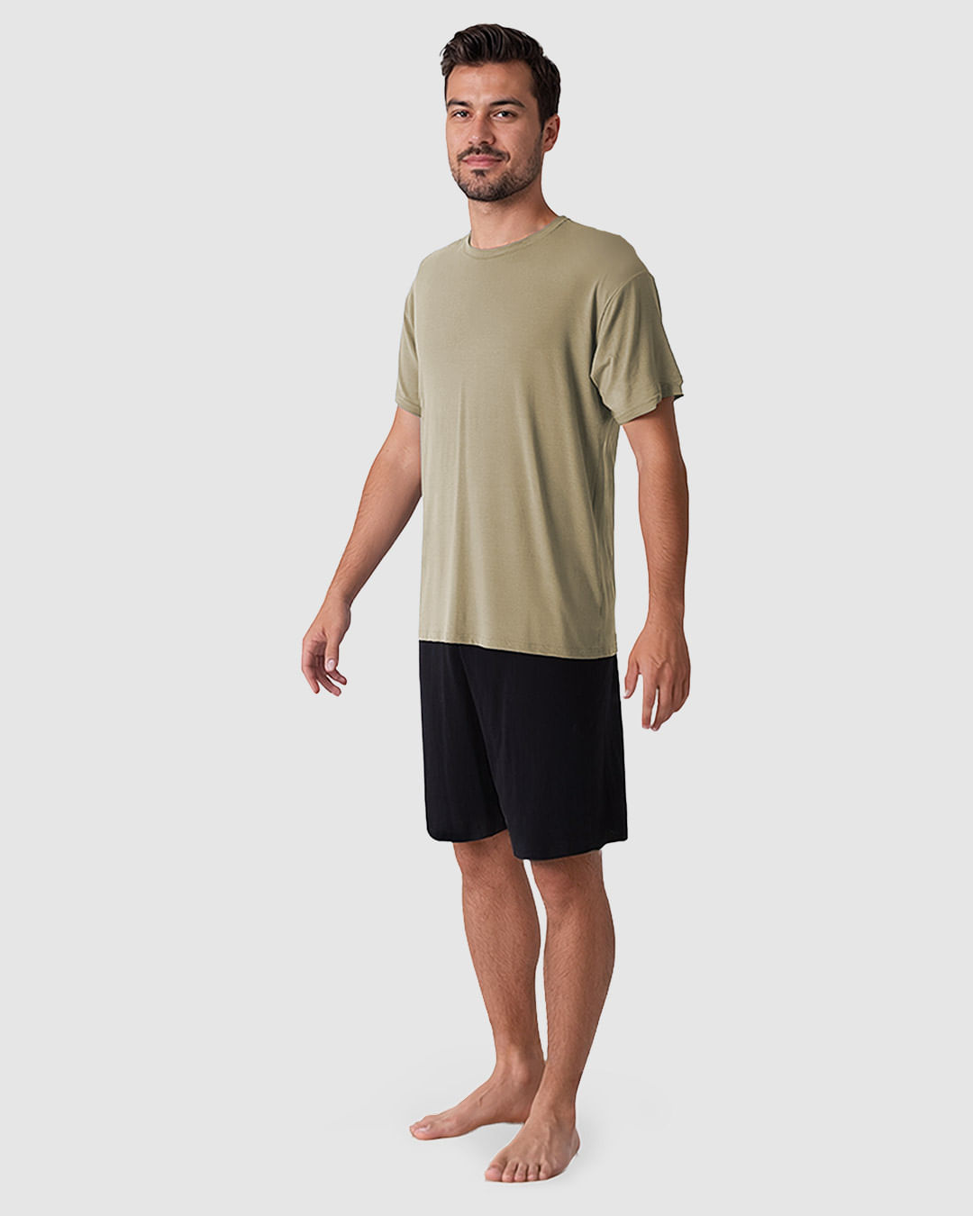 Pijama Curto Masculino Camiseta E Shorts Em Malha Modal Anti Odor - Imagem 13