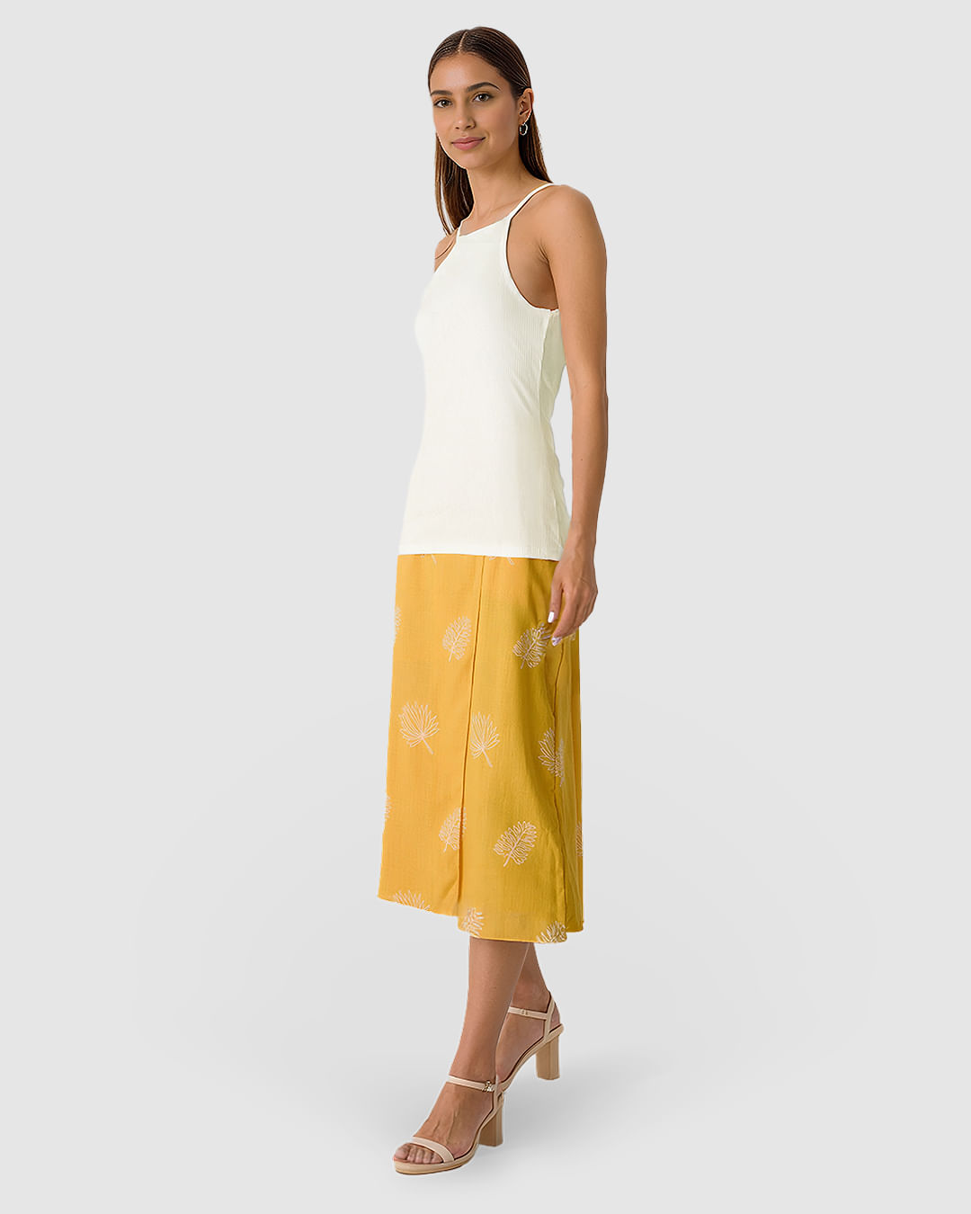 Regata Feminina Decote Halter Alça Fina Em Malha Viscose Canelada - Imagem 10