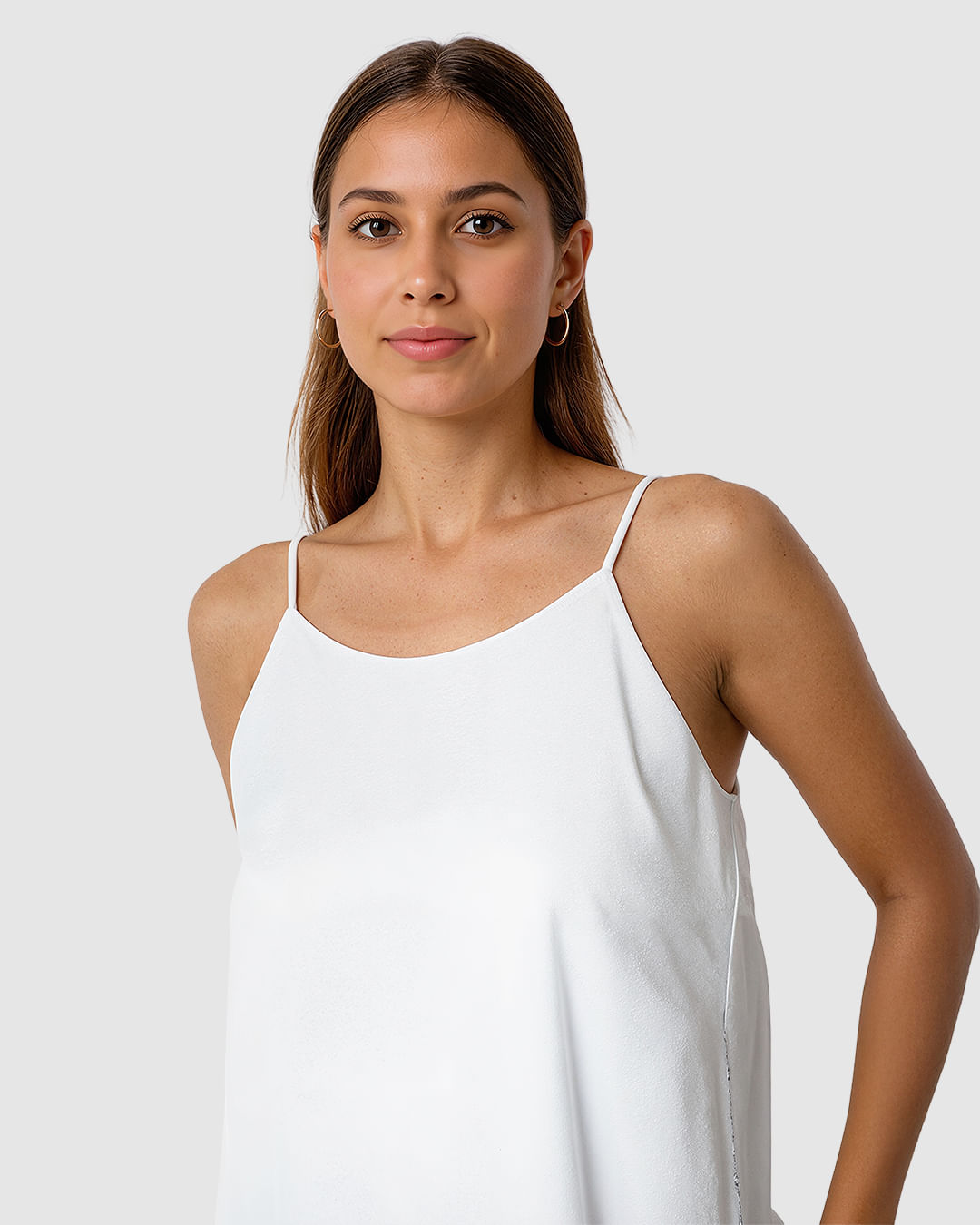 Vestido Feminino Reto Alça Fina Em Crepe De Viscose - Imagem 3