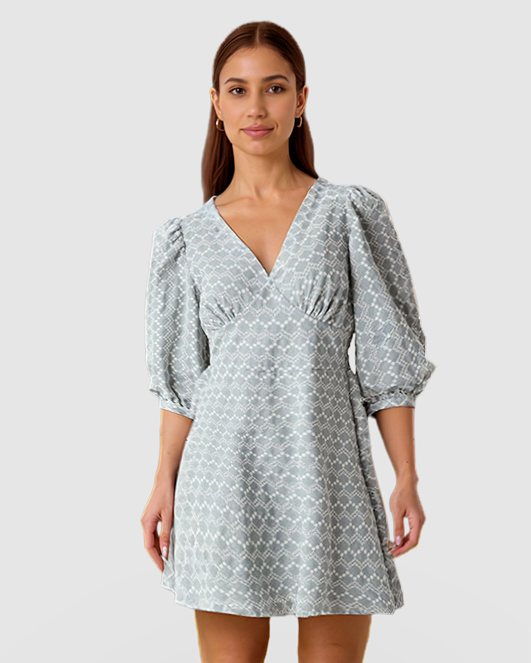 Vestido Feminino Decote V Manga 3/4 Em Laise Algodão Com Linho - Imagem 15