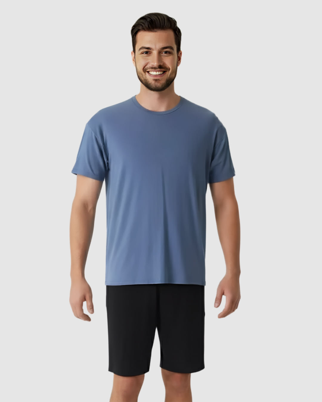 Pijama Curto Masculino Camiseta E Shorts Em Malha Modal Anti Odor - Imagem 3