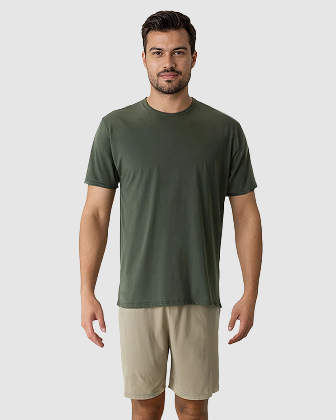 Pijama Curto Masculino Camiseta E Shorts Cós Elástico Em Algodão - Imagem 3