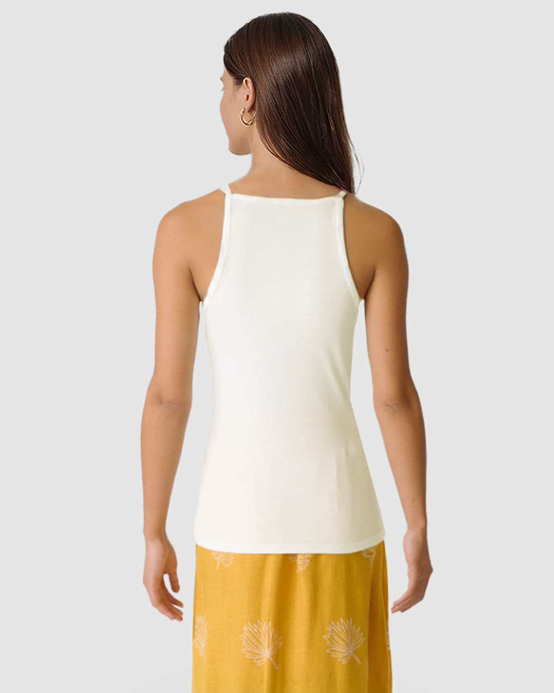 Regata Feminina Decote Halter Alça Fina Em Malha Viscose Canelada - Imagem 20