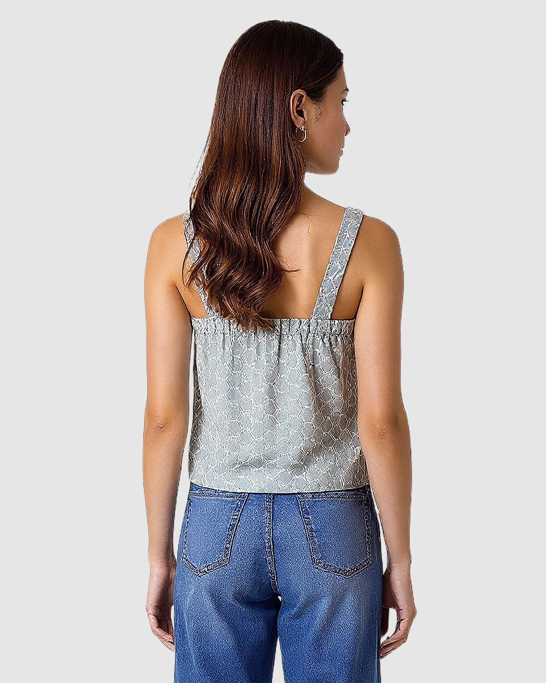 Regata Feminina Decote Reto Em Laise Algodão Com Linho - Imagem 8