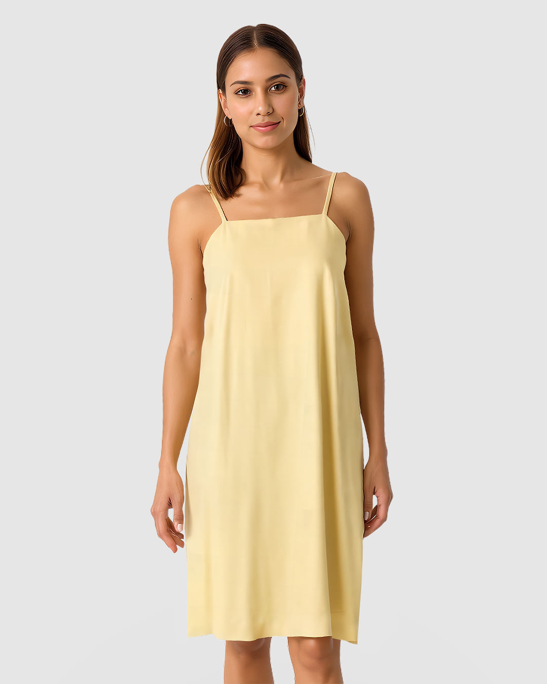Vestido Feminino Reto Alça Fina Em Crepe De Viscose - Imagem 12
