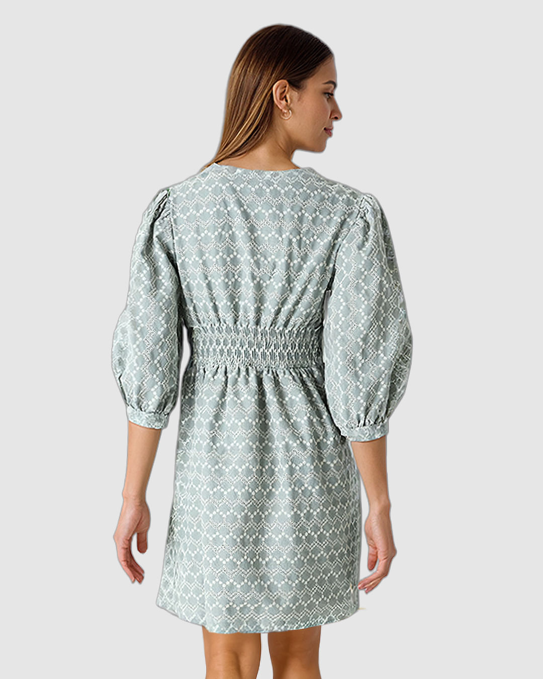 Vestido Feminino Decote V Manga 3/4 Em Laise Algodão Com Linho - Imagem 20