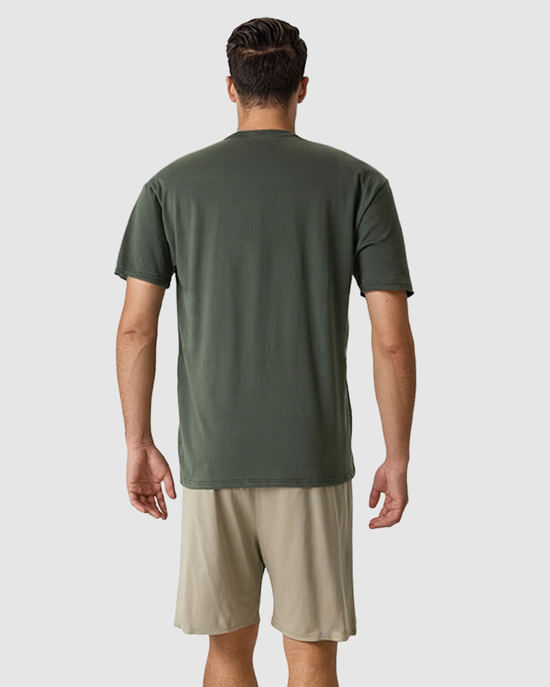 Pijama Curto Masculino Camiseta E Shorts Cós Elástico Em Algodão - Imagem 8