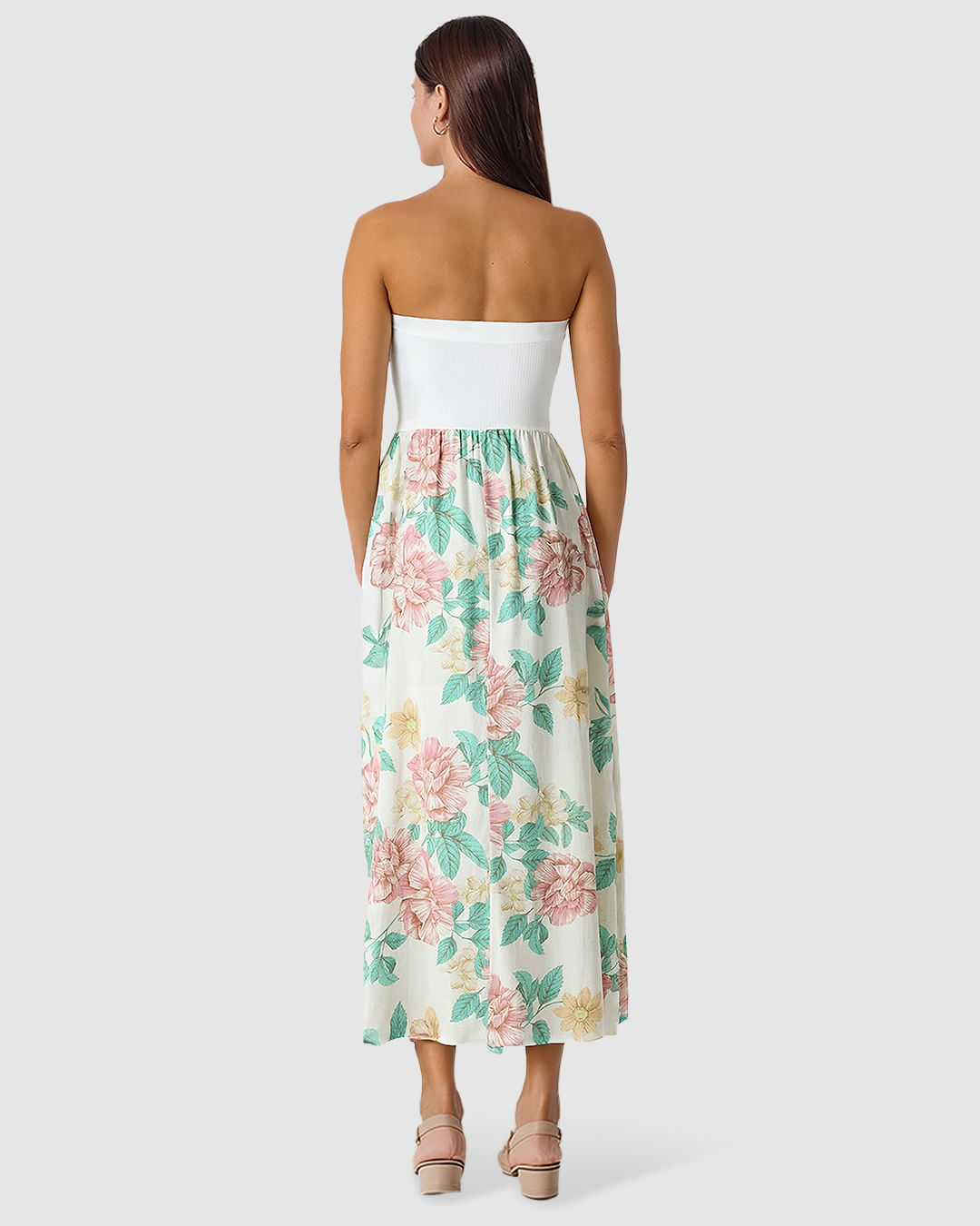 Vestido Midi Feminino Amplo Sem Alças Em Tecido Mescla Viscose - Imagem 25