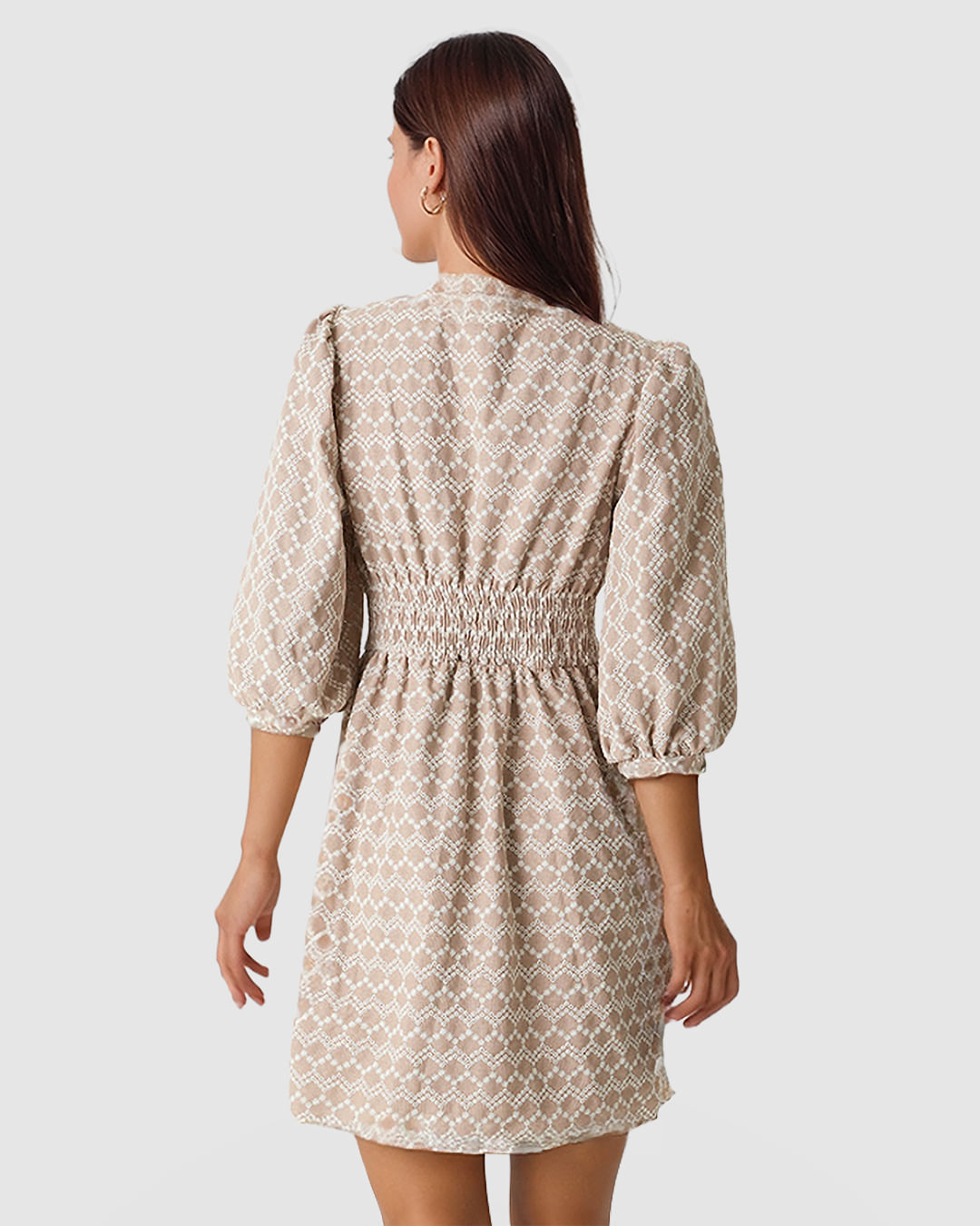 Vestido Feminino Decote V Manga 3/4 Em Laise Algodão Com Linho - Imagem 25