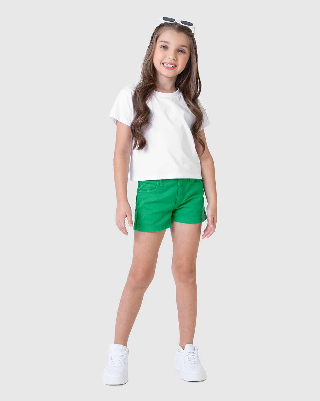 Shorts Infantil Menina Cintura Média Em Sarja Com Elastano Malwee Kids - Imagem 4