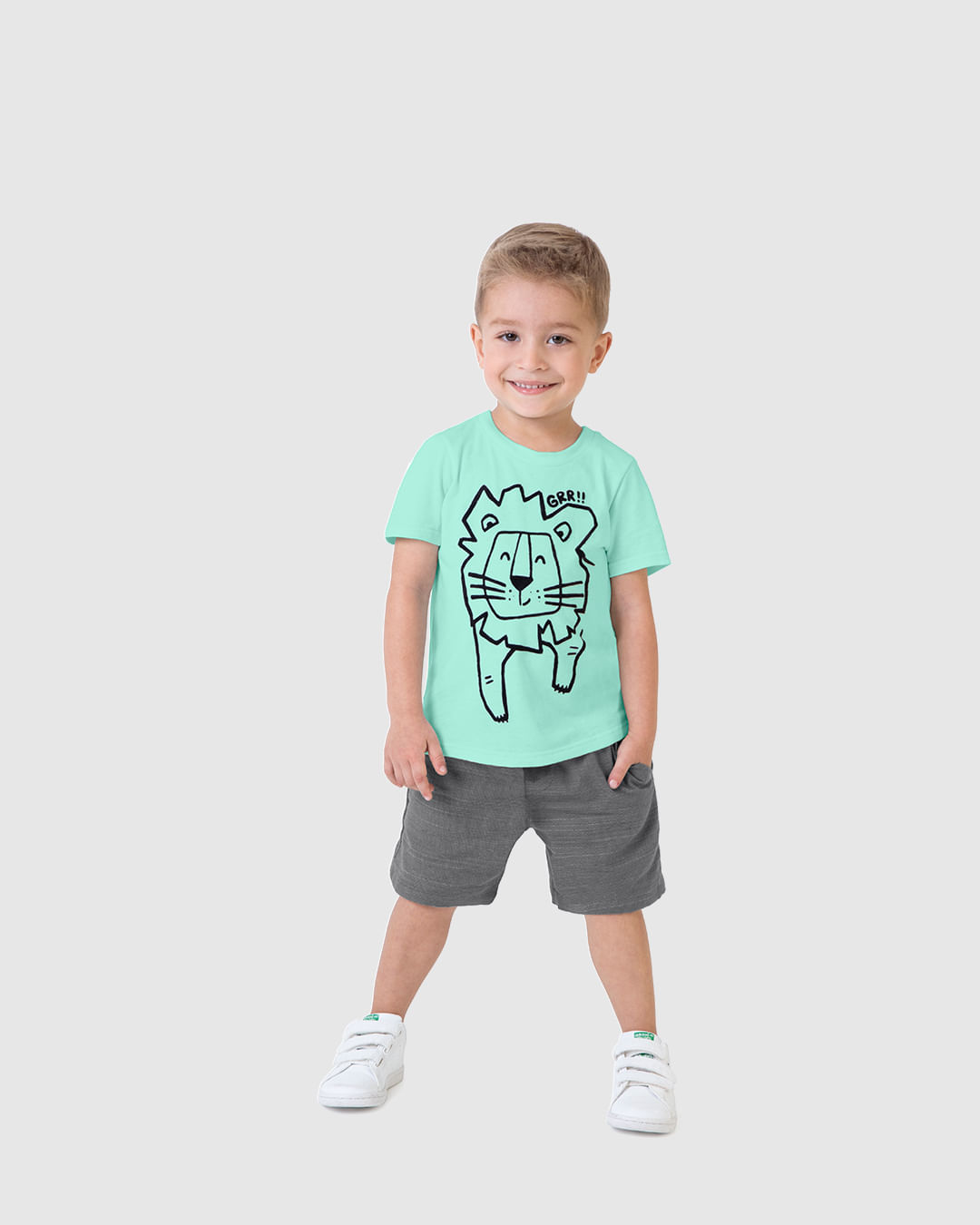 Conjunto Infantil Menino Camiseta Estampa Leãozinho E Bermuda Malwee Kids