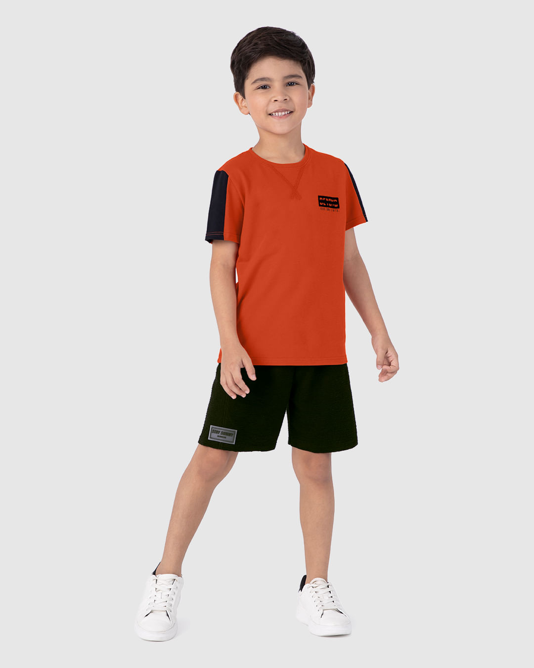 Camiseta Infantil Menino Manga Recorte Contraste Piquet Stretch Malwee Kids