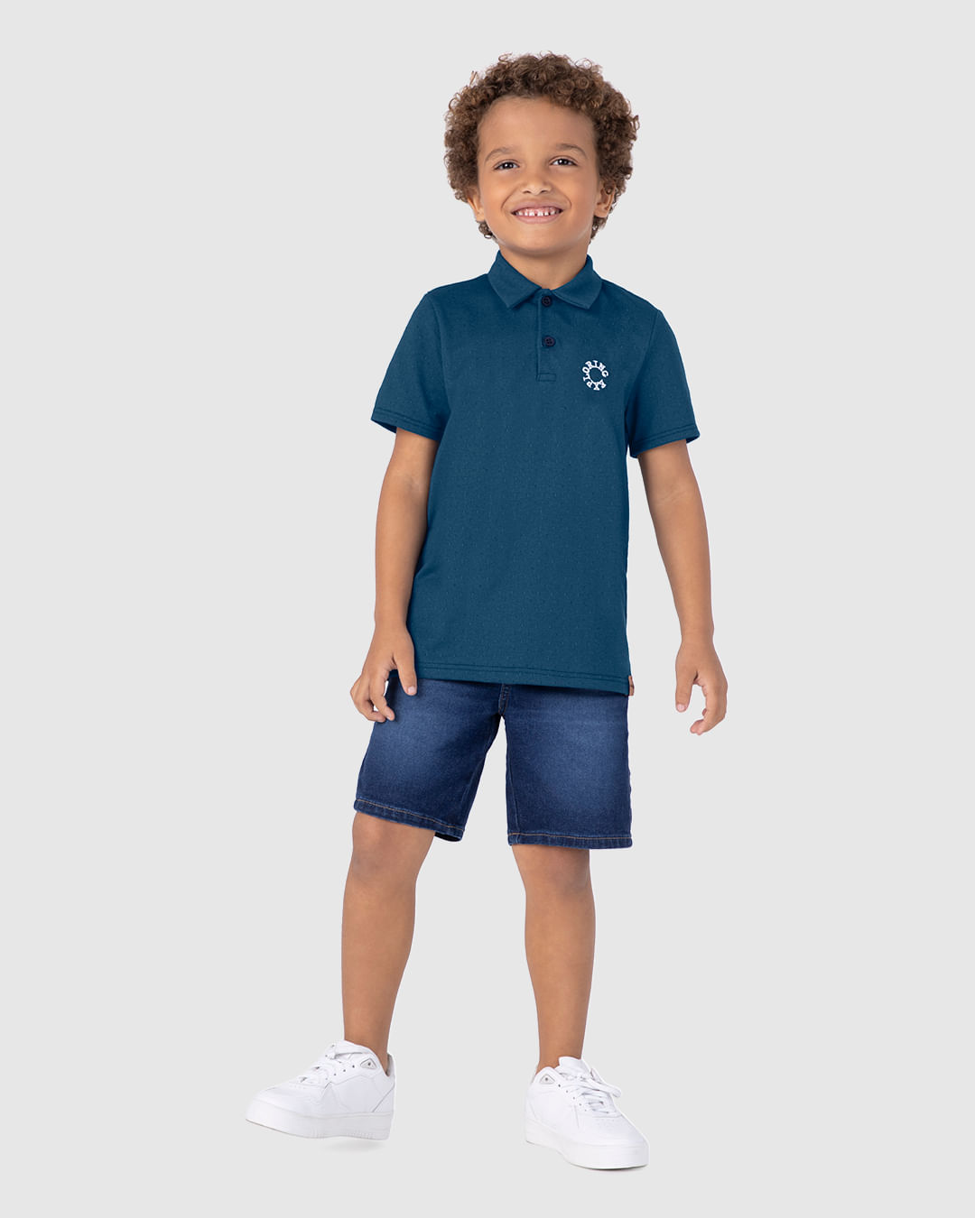 Camisa Polo Infantil Menino Bordado Peitoral Em Piquet Mesclado Malwee Kids - Imagem 3