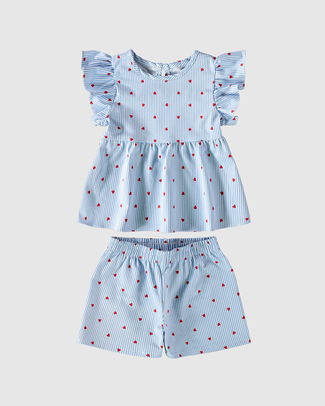 Conjunto Infantil Menina Estampa Corações Blusa Manga Babado Malwee Kids - Imagem 3