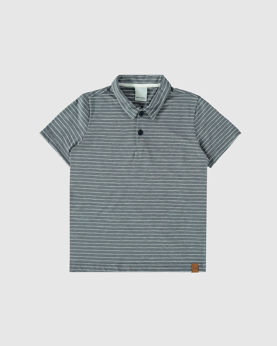 Camisa Polo Infantil Menino Etiqueta Decorativa Malha Listrada Malwee Kids - Imagem 3