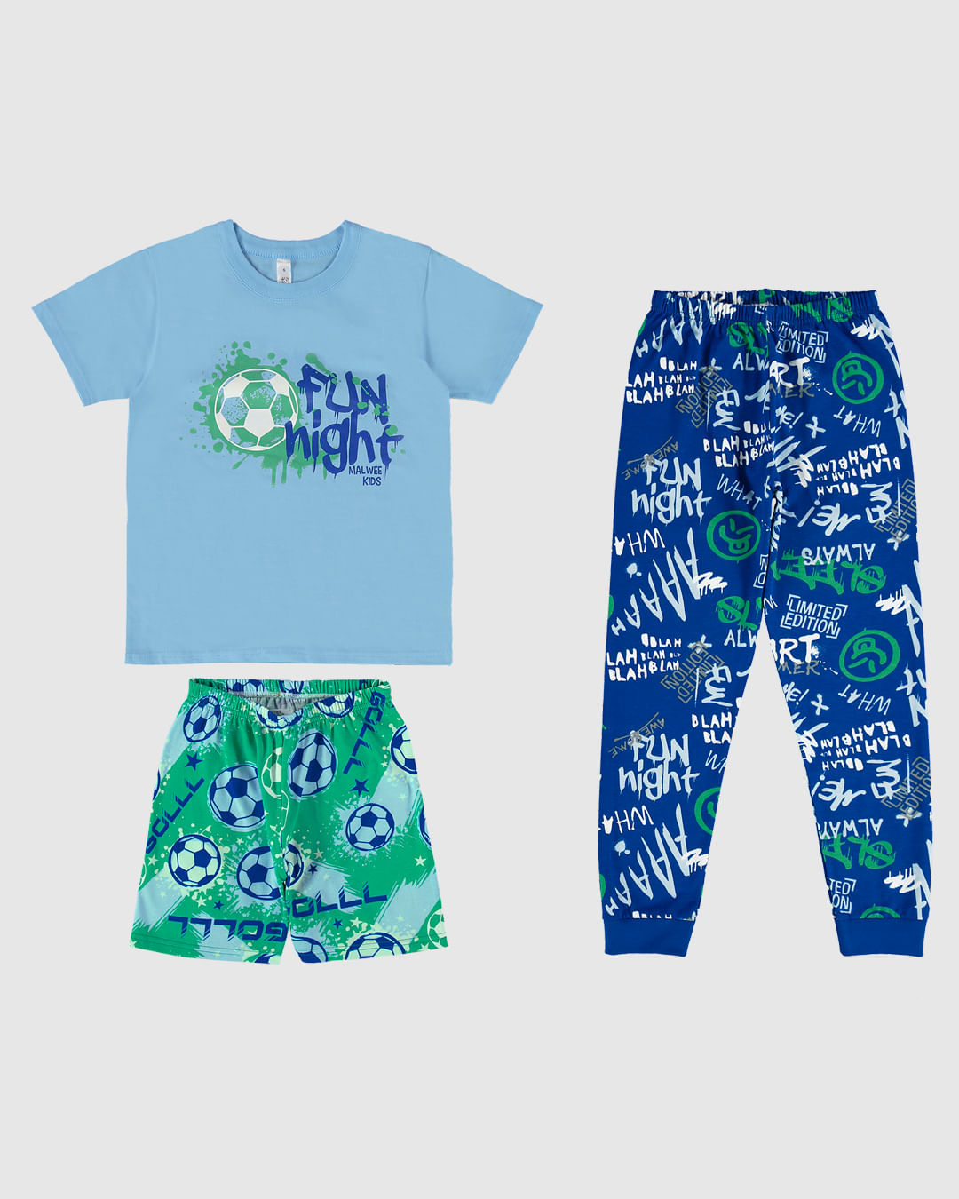 Pijama Infantil Menino 3 Peças Fun Night Em Malha Algodão Malwee Kids - Imagem 15