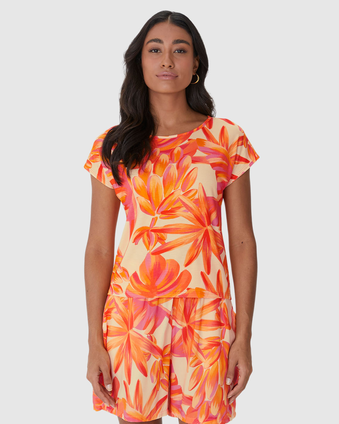 Blusa Feminina Manga Curta Estampa Digital Em Viscose Stretch - Imagem 8