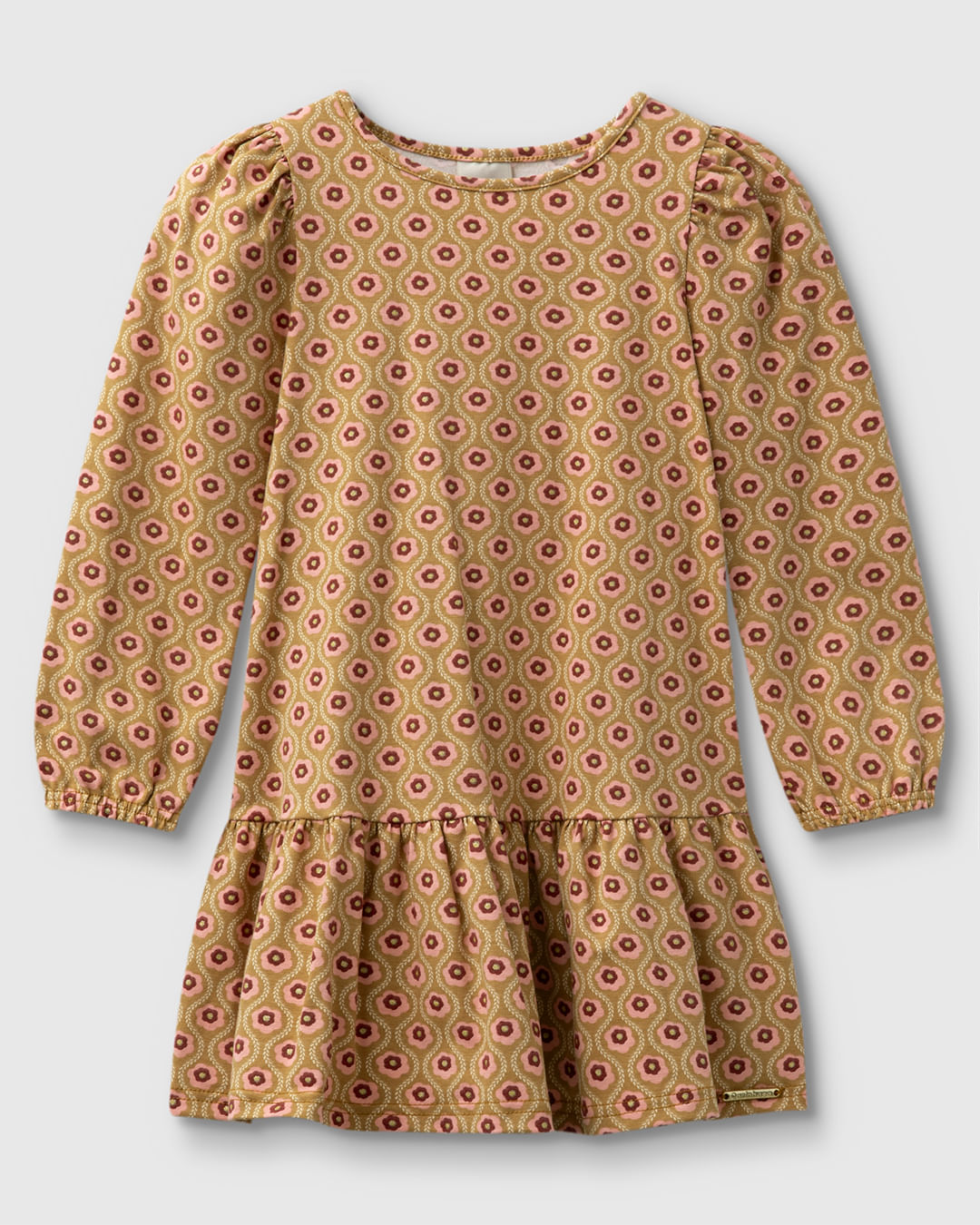 Vestido Menina Manga Longa Estampa Floral Em Algodão - Carinhoso