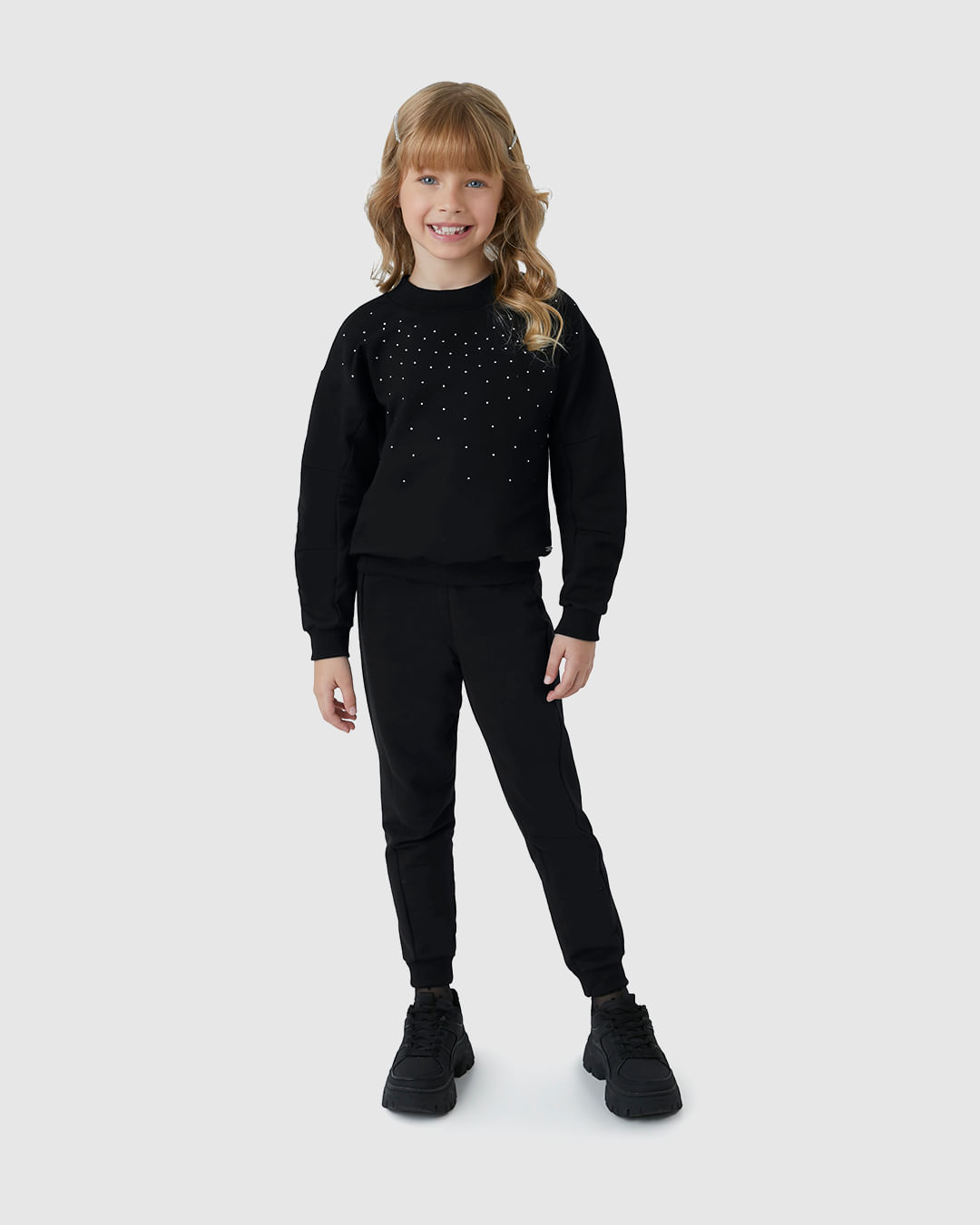 Conjunto Menina Blusão Com Strass Em Moletom Stretch Flanelado - Carinhoso - Imagem 13