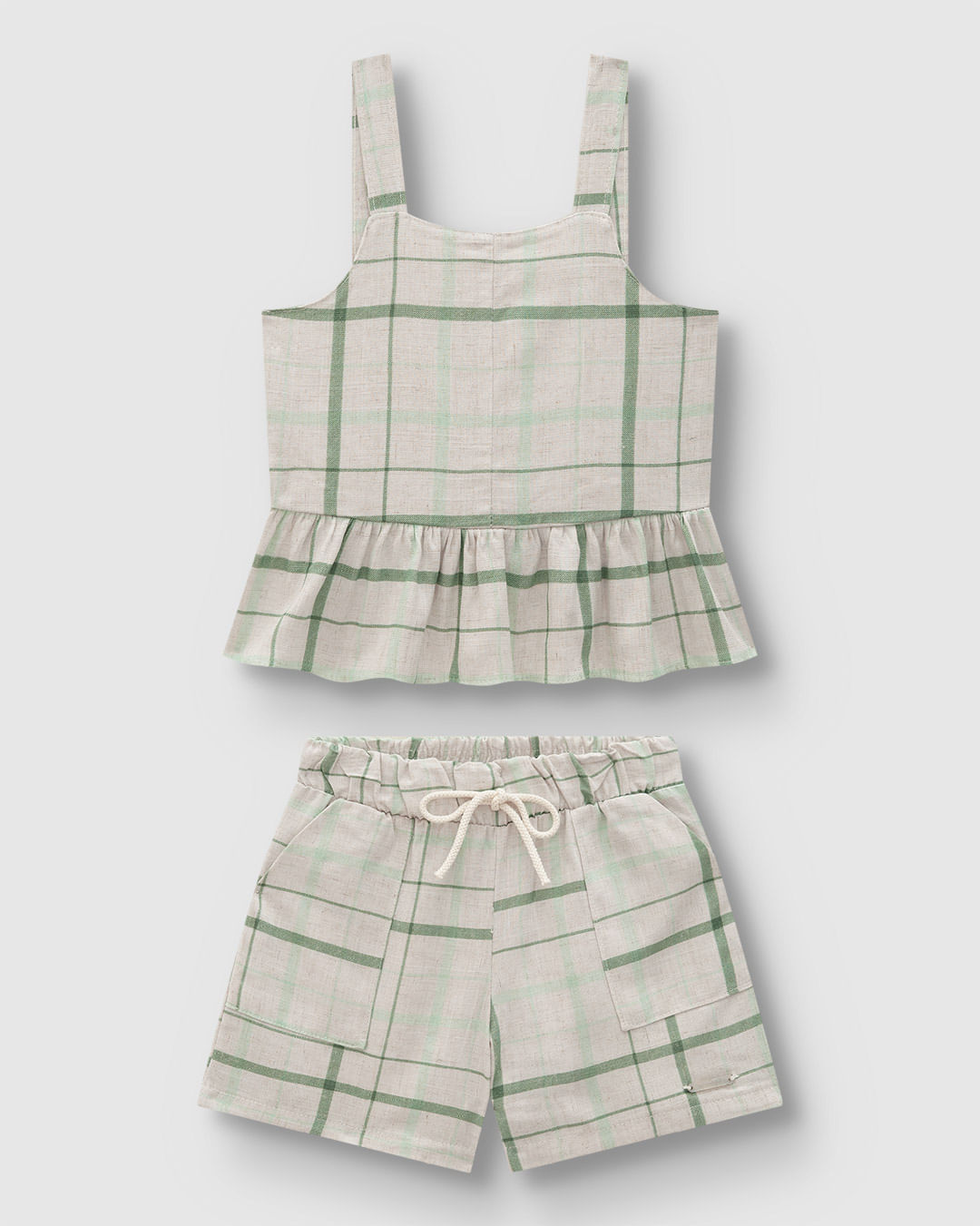 Conjunto Menina Regata E Shorts Xadrez Em Viscolinho Texturizado - Carinhoso - Imagem 7