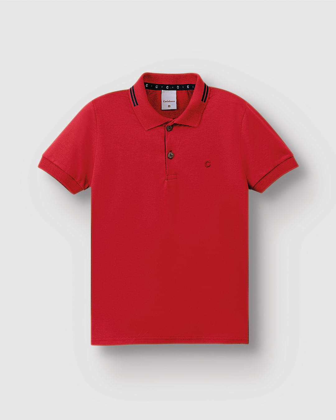 Camisa Polo Menino Peitilho Frontal Em Algodão - Carinhoso