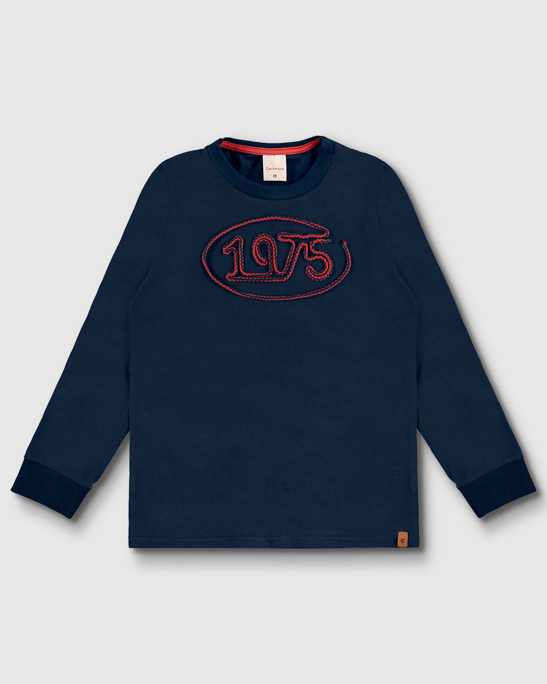 Camiseta Menino Manga Longa Bordado 1975 Em Algodão - Carinhoso