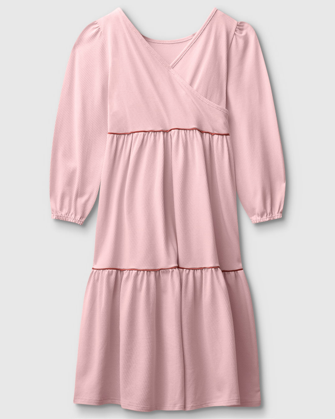 Vestido Menina Midi Amplo Manga Longa Em Malha Texturizada - Carinhoso - Imagem 8