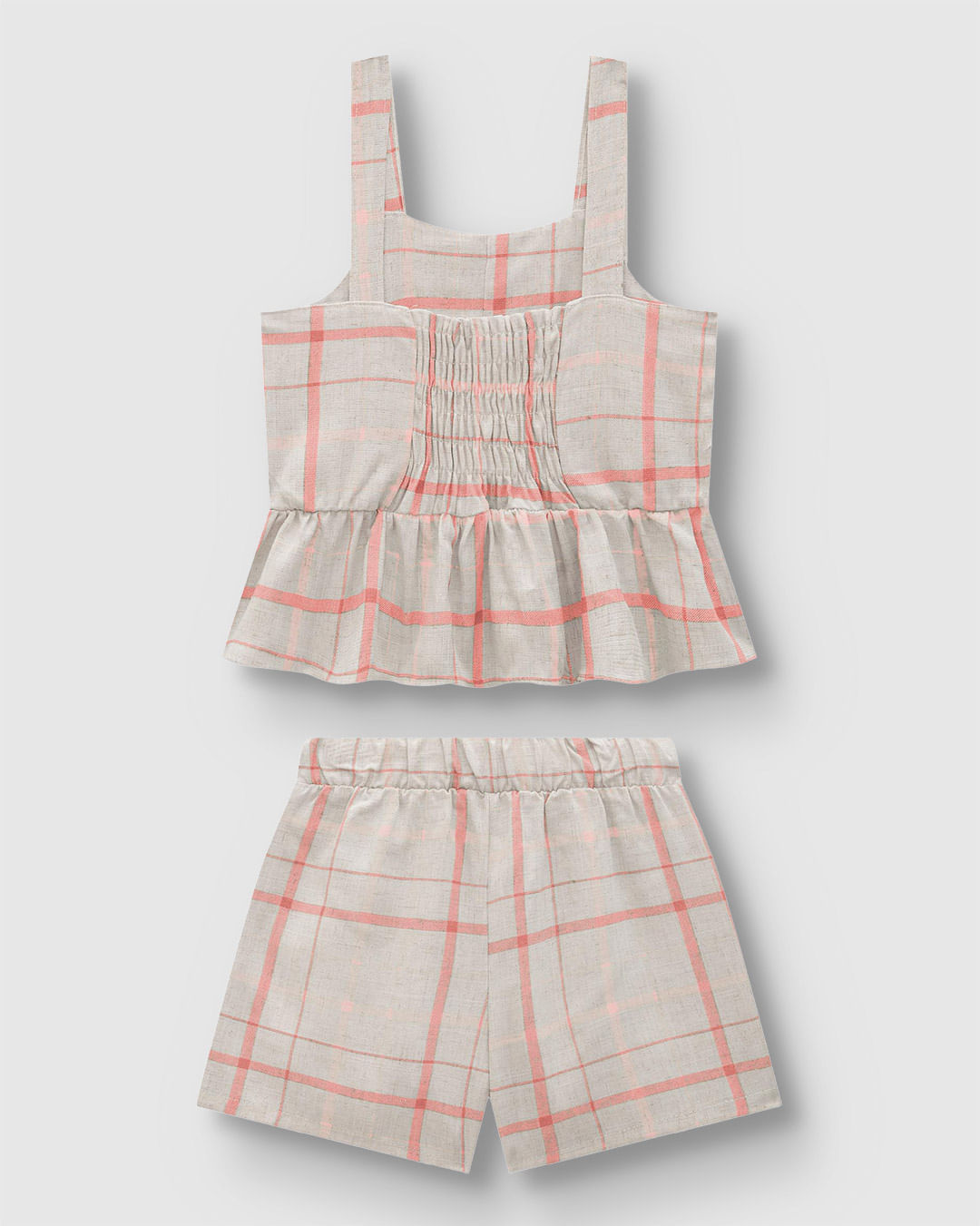 Conjunto Menina Regata E Shorts Xadrez Em Viscolinho Texturizado - Carinhoso - Imagem 6