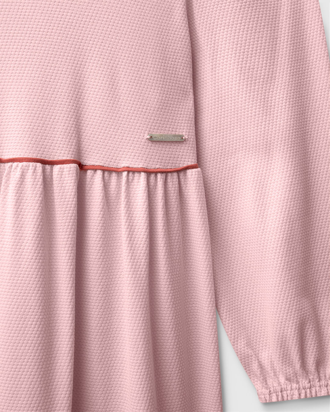 Vestido Menina Midi Amplo Manga Longa Em Malha Texturizada - Carinhoso - Imagem 18