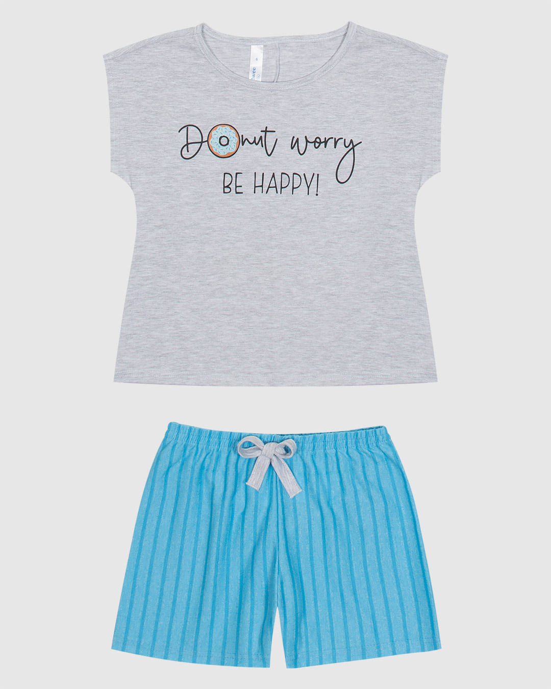 Pijama Infantil Menina Shorts em Malha Listrada Malwee Kids