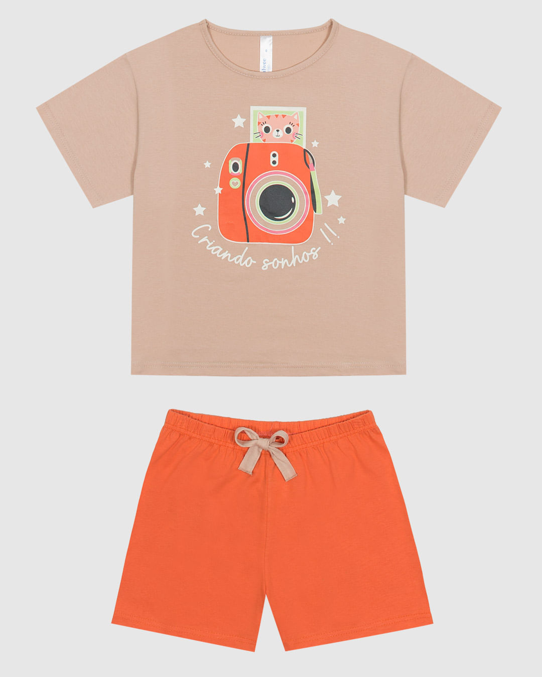 Pijama Infantil Menina Blusa Estampa Frontal E Shorts Em Algodão Malwee Kids