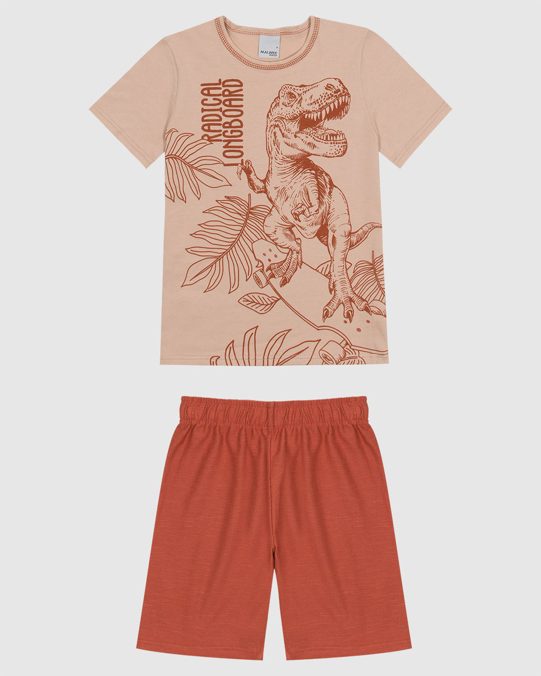 Conjunto Infantil Menino Camiseta Radical Longboard Em Algodão Malwee Kids