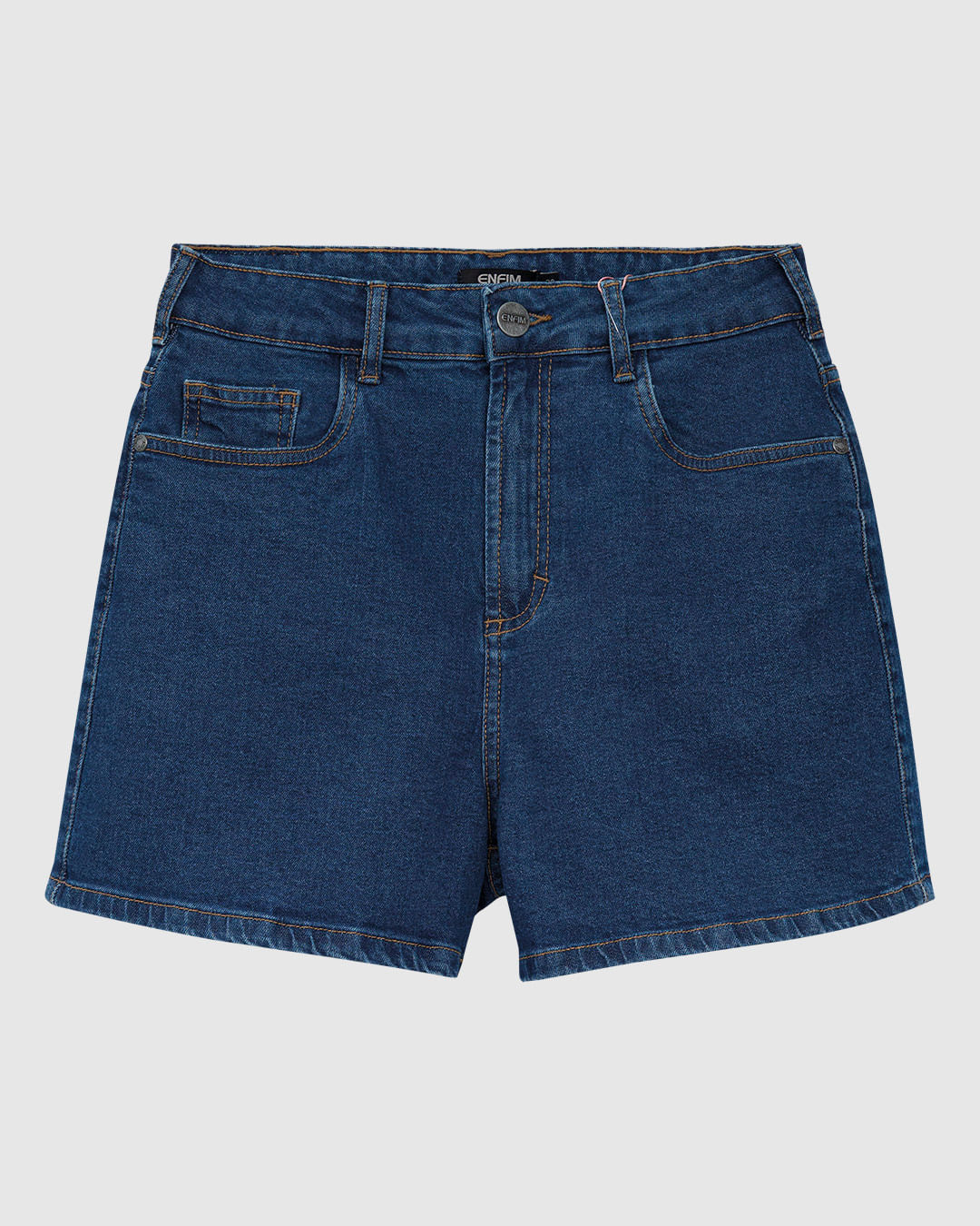 Shorts Feminino Mom Cintura Alta Bolso Funcional Em Jeans Stretch - ENFIM - Imagem 11